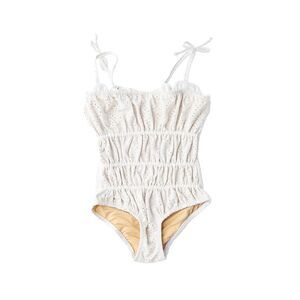 Shade Critters Girls  Eyelet Girls Smocked One Piece Swimsuit, White
